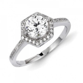 Hexagon Solitaire Ring