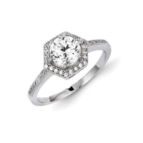 Hexagon Solitaire Ring