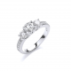 Rhodium Plated Brilliant-Cut Trilogy Ring