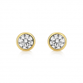 Central Brilliant Stud Earrings - Gold